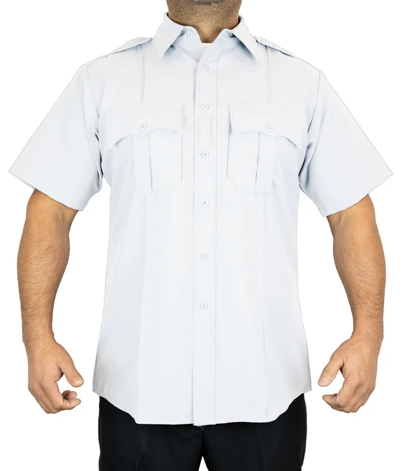 100% Polyester 4 Pocket Hidden Zipper Uniform Shirt - Short Sleeve