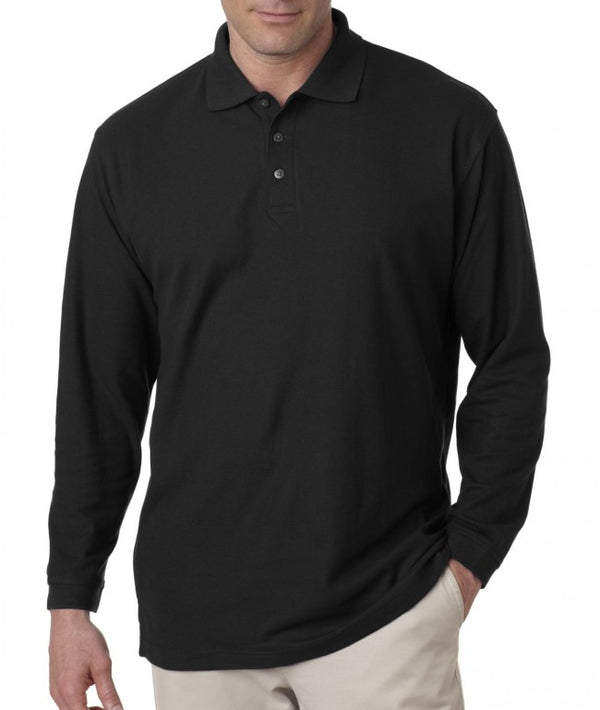TG UltraClub Men's Long Sleeve Whisper Pique Polo freeshipping - Image First Uniforms
