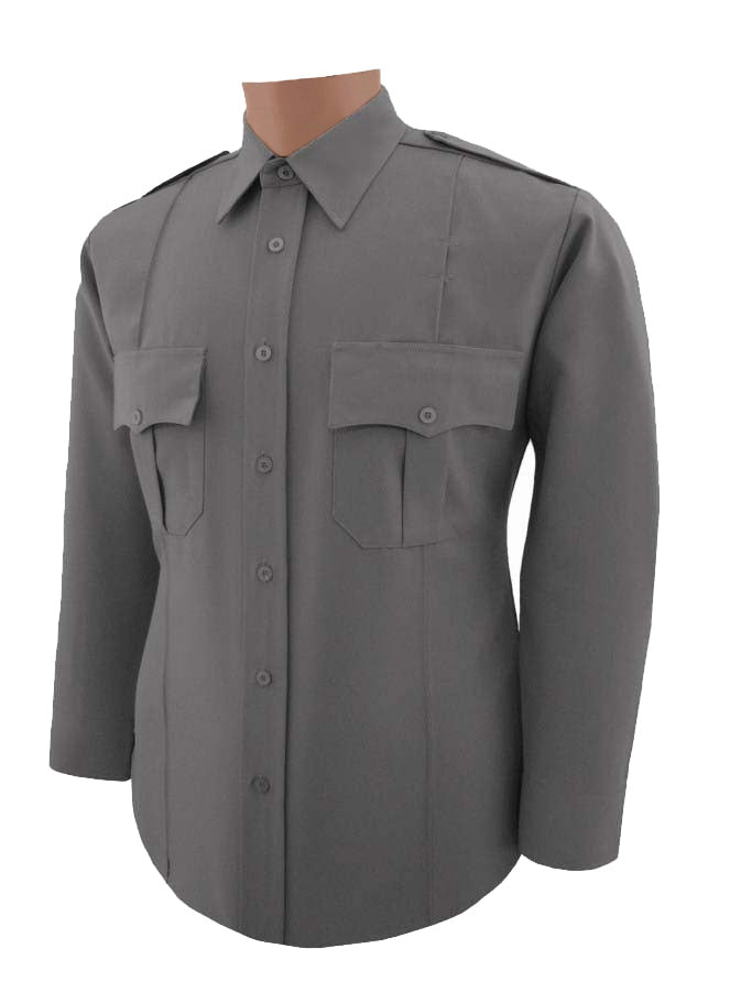 Polyester and Cotton Long Sleeve Shirt, Grey freeshipping - Image First Uniforms