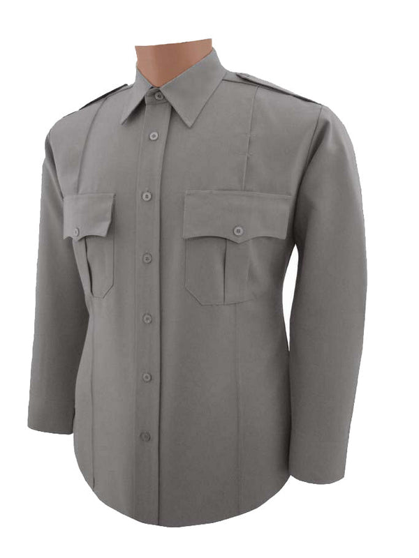 Polyester Long Sleeve Shirt, Grey freeshipping - Image First Uniforms