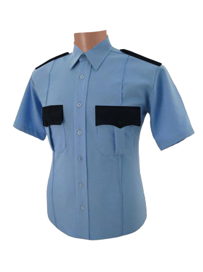 Polyester Short Sleeve Shirt, Light Blue freeshipping - Image First Uniforms