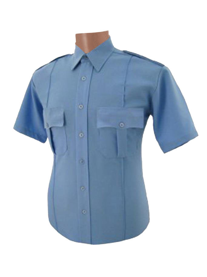 Polyester and Cotton Short Sleeve Shirt, Light Blue freeshipping - Image First Uniforms