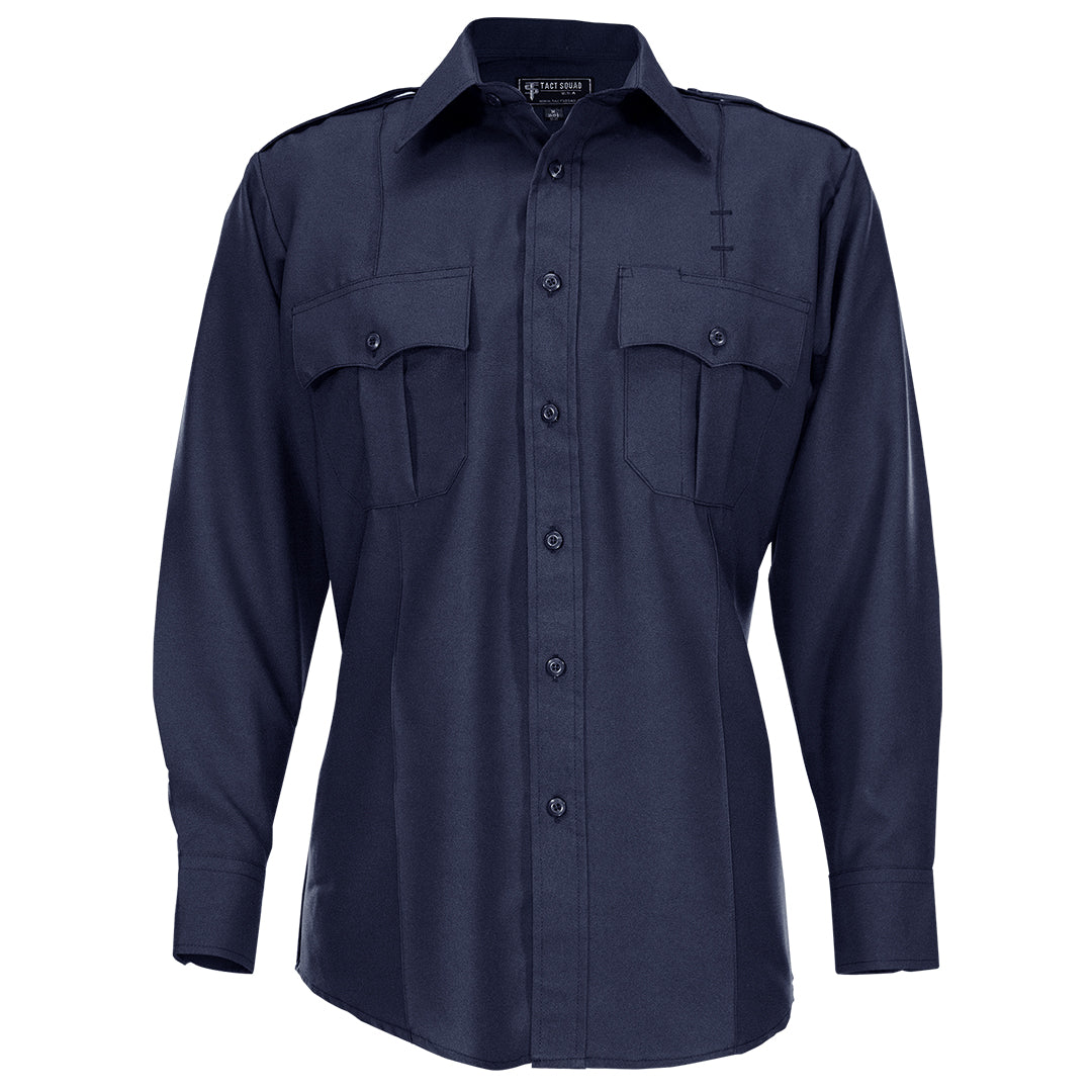 Polyester/Cotton Long Sleeve Uniform Shirt (Color: Dark Navy)