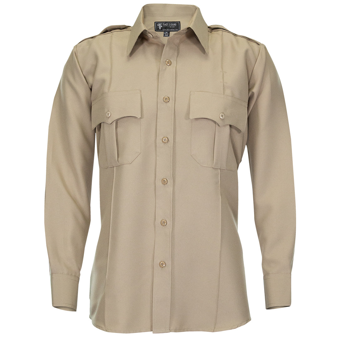 Polyester/Cotton Long Sleeve Uniform Shirt (Color: Silver Tan, Gray)