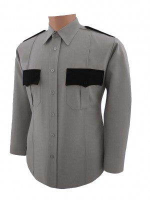 Polyester and Cotton Long Sleeve Shirt, Grey freeshipping - Image First Uniforms